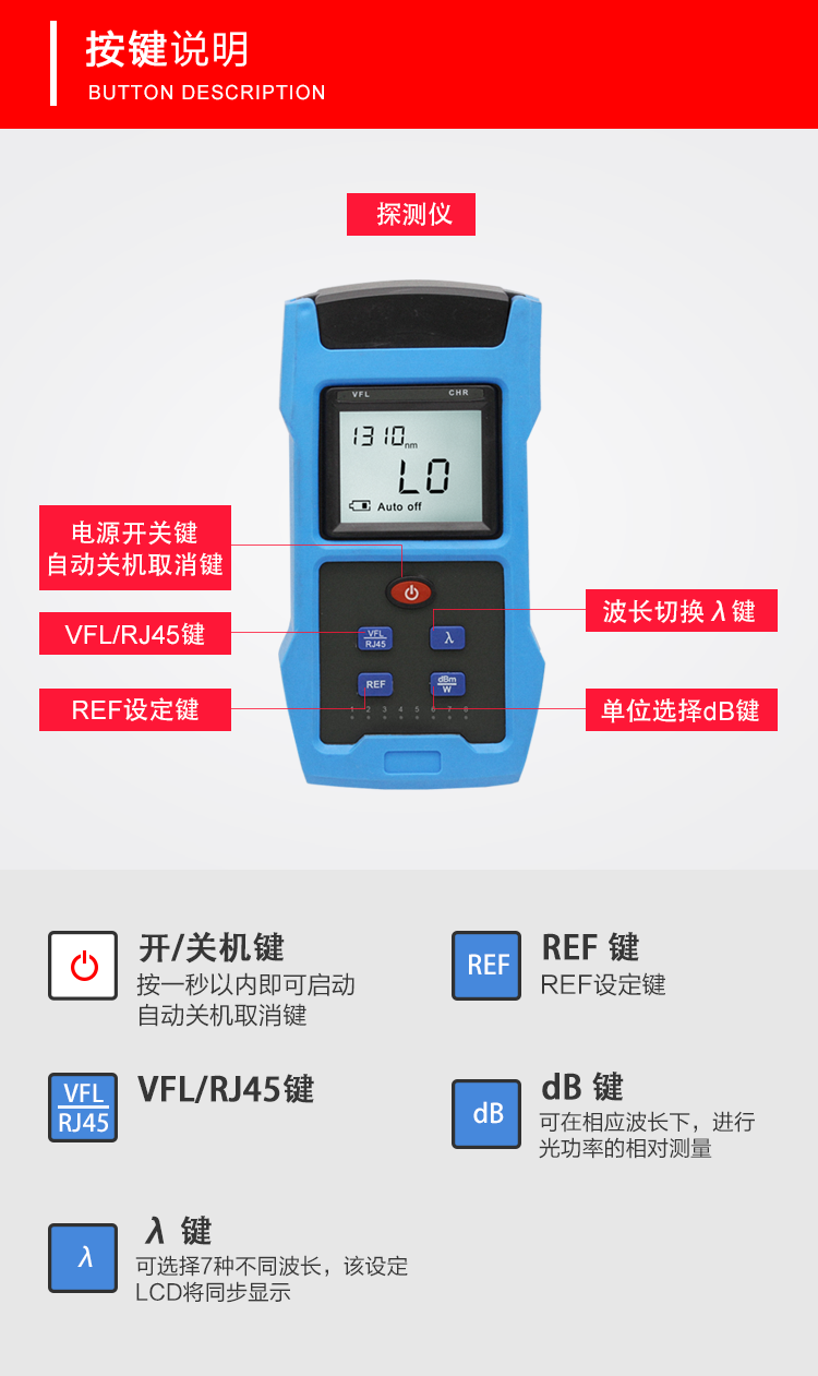 通信汪CK6300系列光功率计红光一体机
