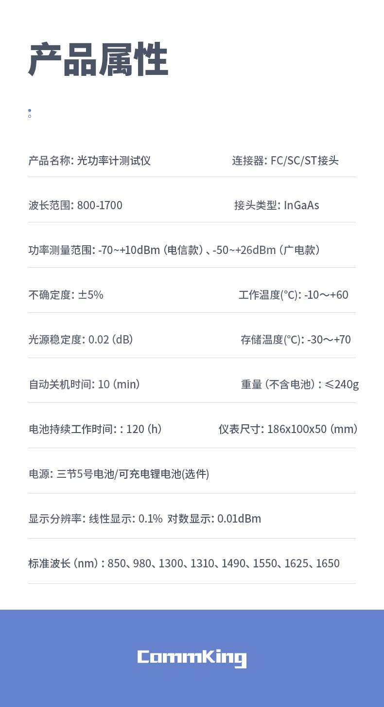 通信汪CK1101系列光功率计测试仪